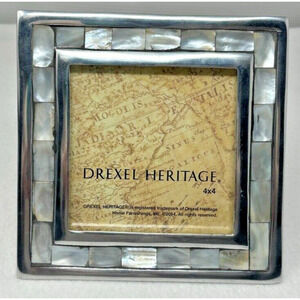 Drexel Heritage Mother Of Pearl Picture Frame 4 x 4 Heavy Silver